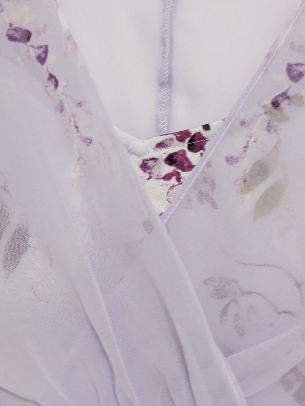 White House Black Market Lavender Floral Wrap Blouse - Picture 5 of 5